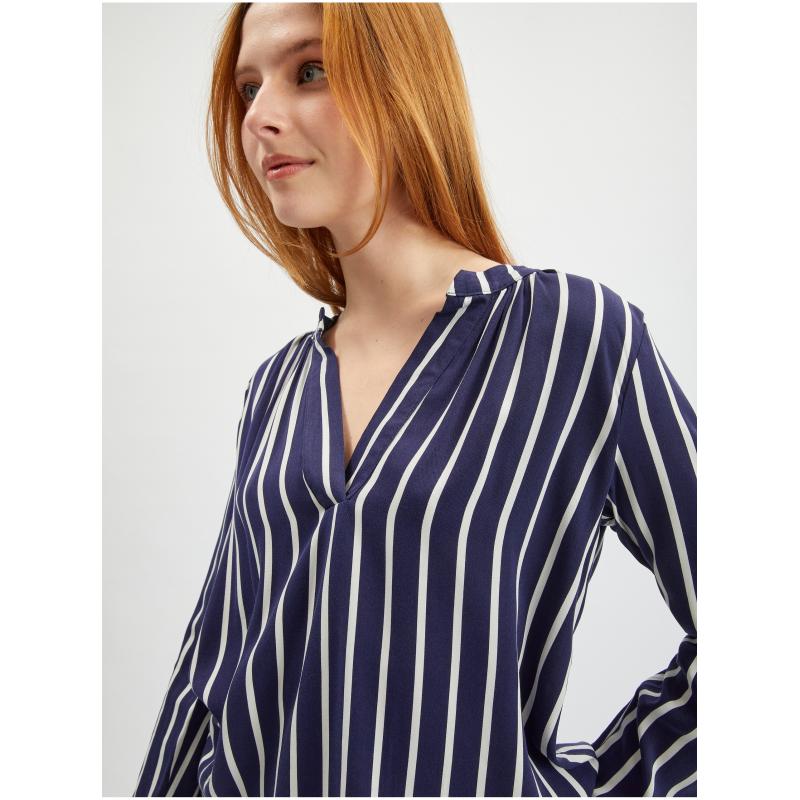 Bílo-modrá dámská pruhovaná halenka