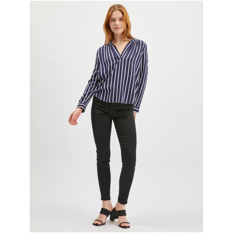 Bílo-modrá dámská pruhovaná halenka