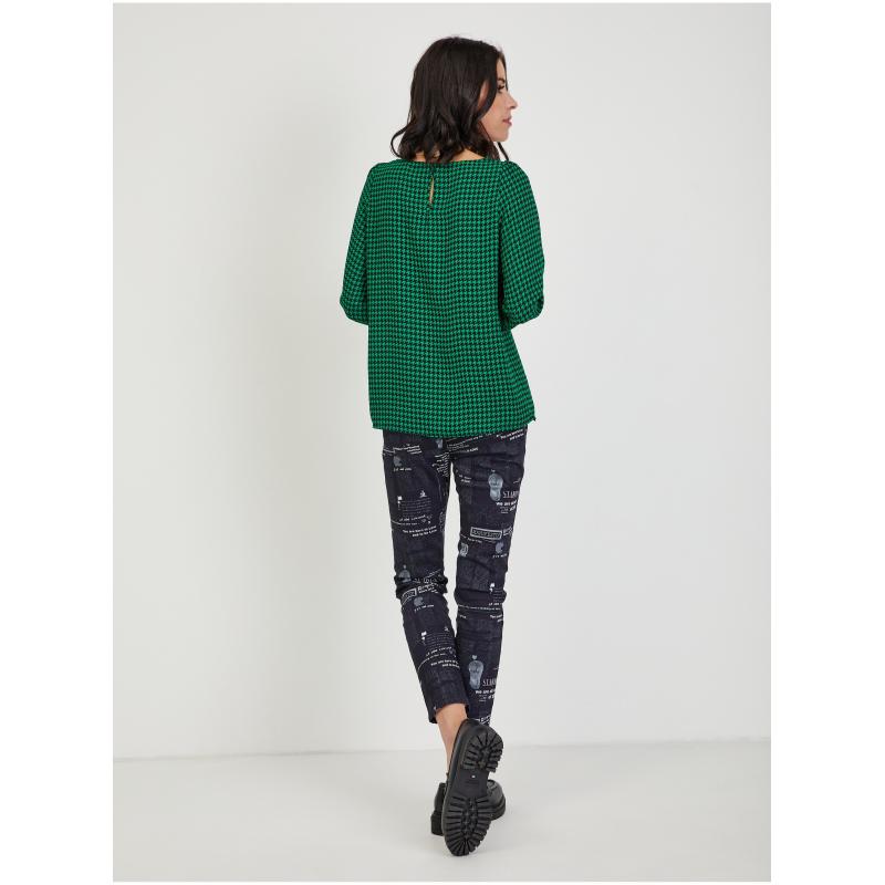 Zelená dámska vzorovaná blúzka