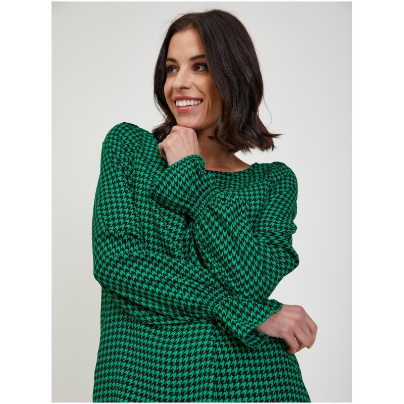 Zelená dámska vzorovaná blúzka