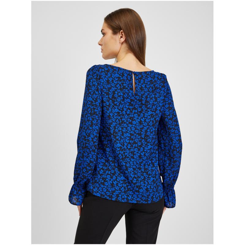 Černo-modrá dámská květovaná halenka