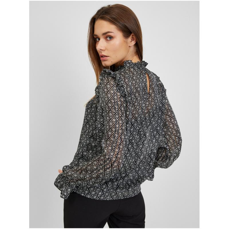 Čierna dámska vzorovaná blúzka