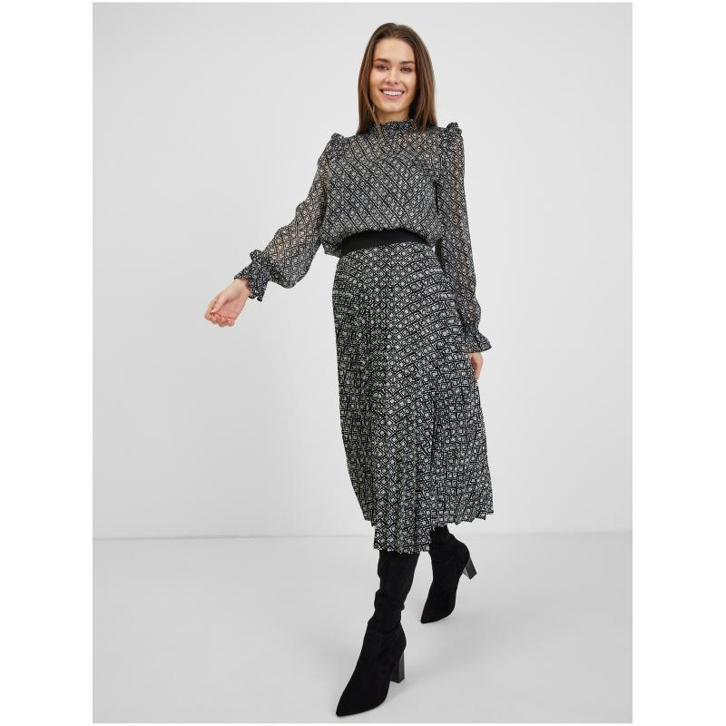 Čierna dámska vzorovaná blúzka