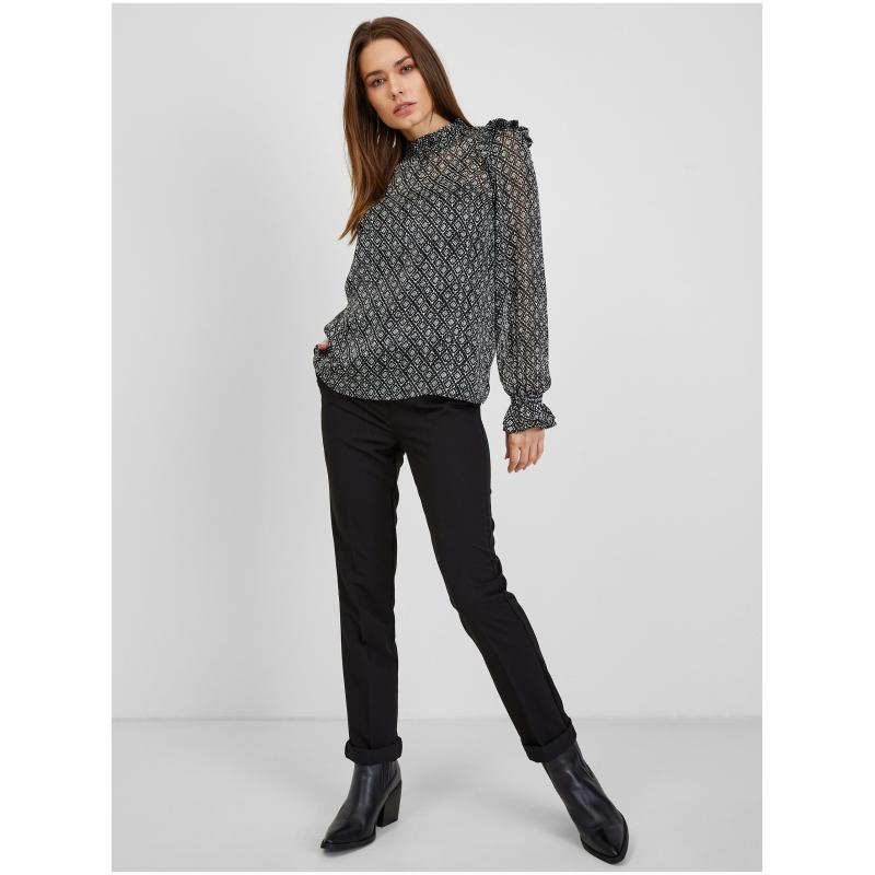 Čierna dámska vzorovaná blúzka