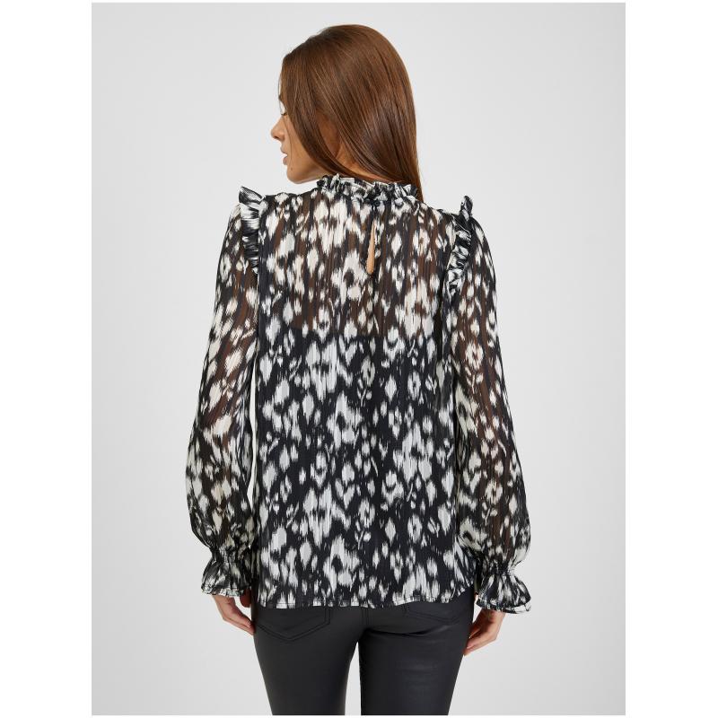 Bílo-černá dámská vzorovaná halenka