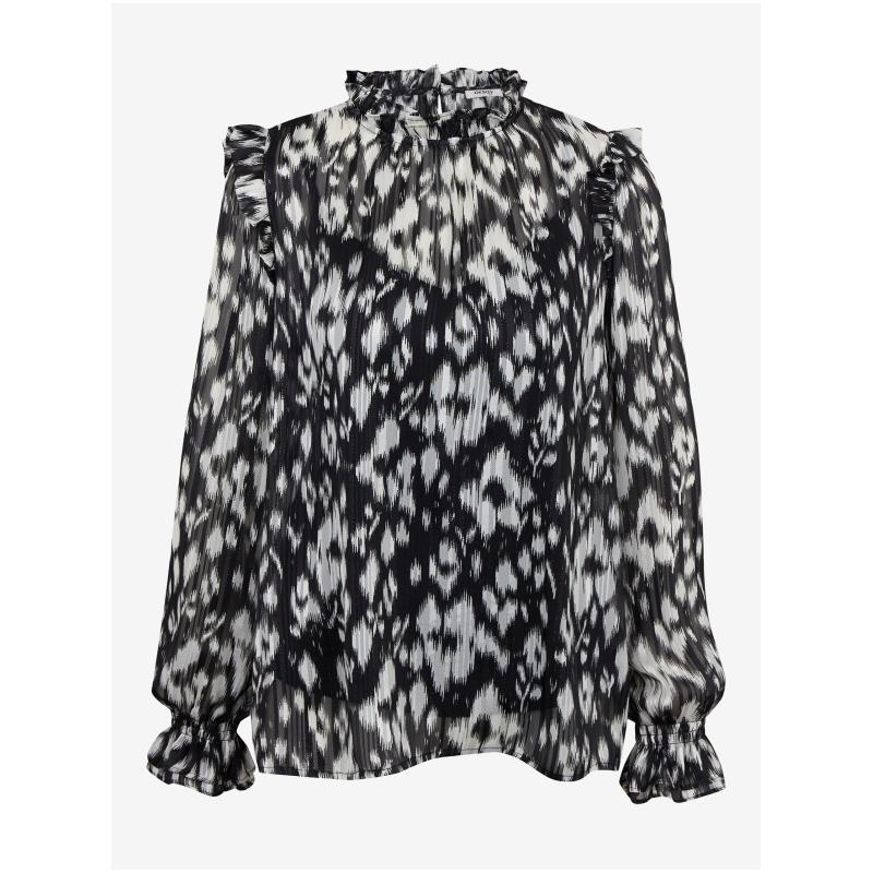 Bílo-černá dámská vzorovaná halenka