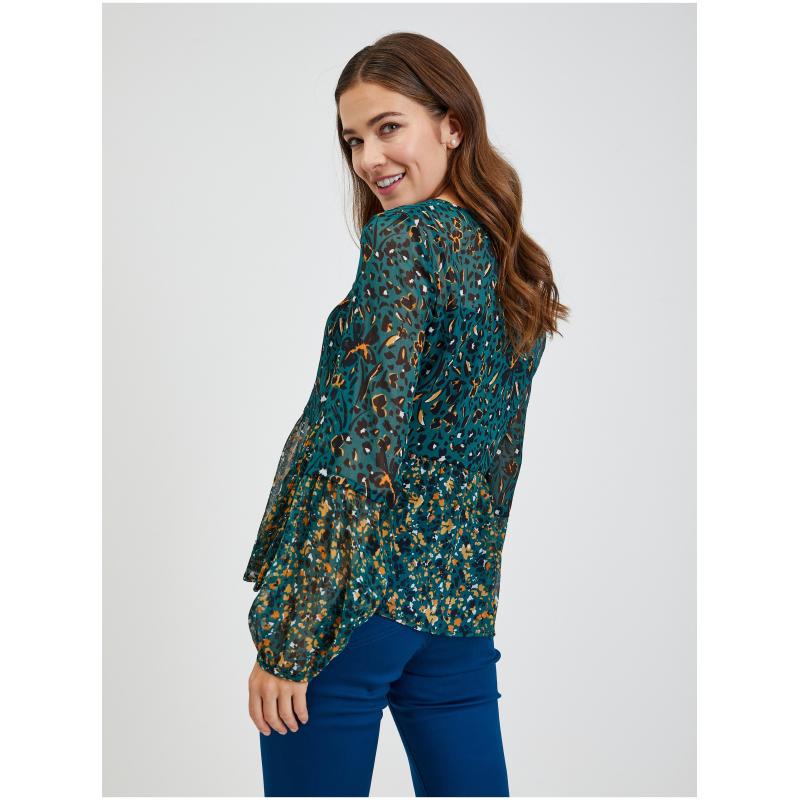 Zelená dámska vzorovaná blúzka
