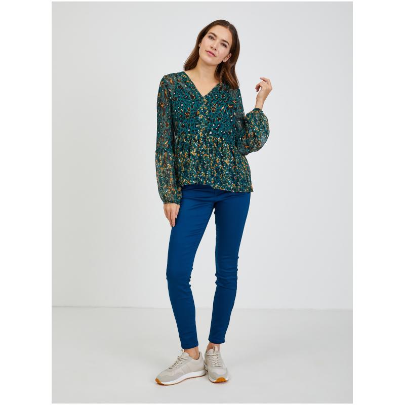 Zelená dámska vzorovaná blúzka
