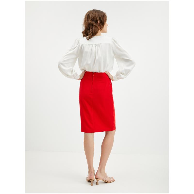 Červená dámska sukňa bez rukávov