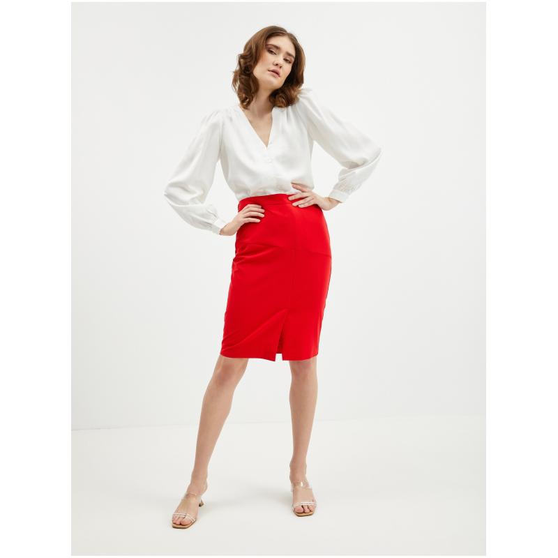 Červená dámska sukňa bez rukávov