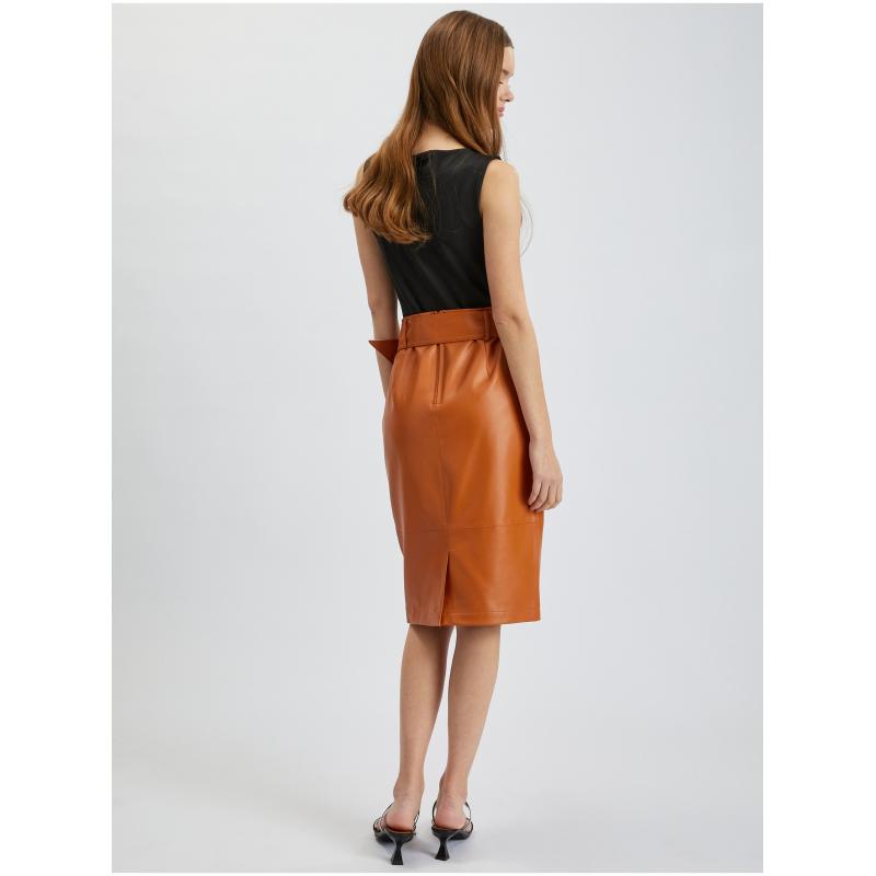 Barna női erszényes bőrszoknya