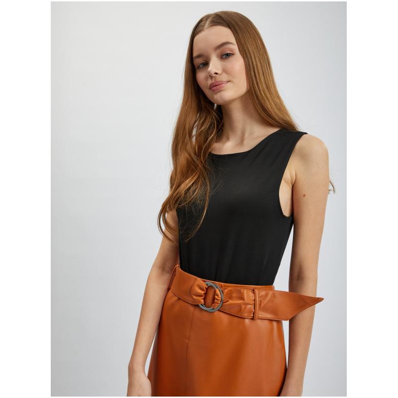 Barna női erszényes bőrszoknya