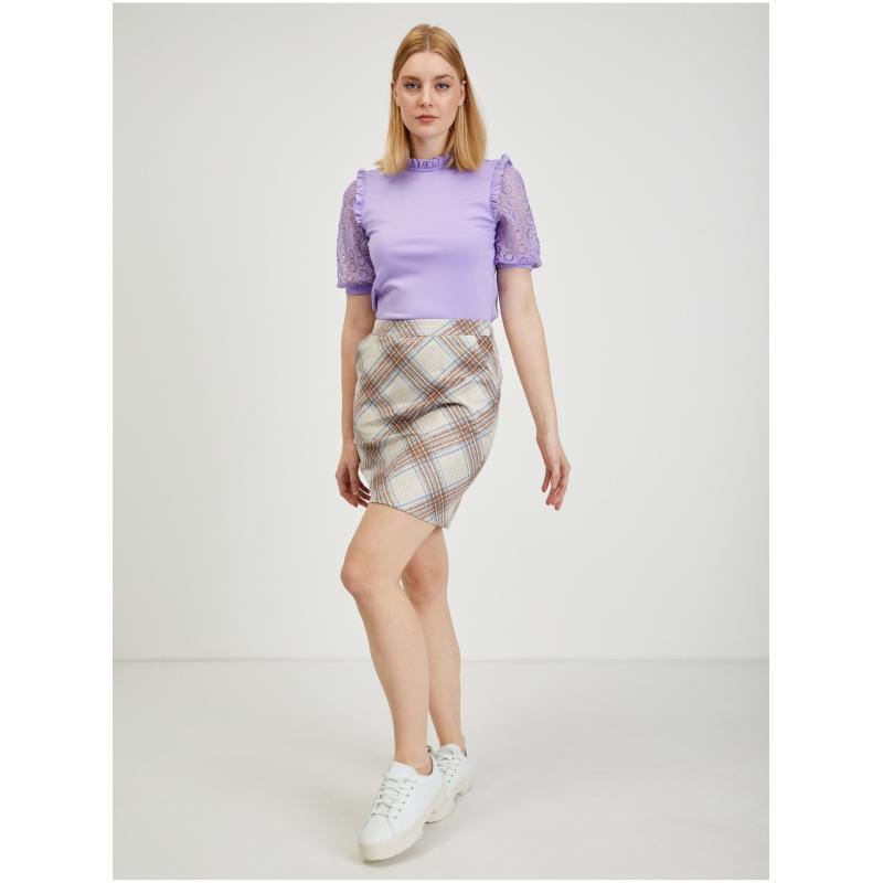 Bézs női kockás szoknya