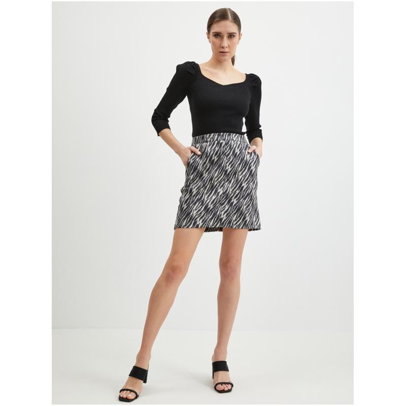 Černá dámská vzorovaná sukně v semišové úpravě