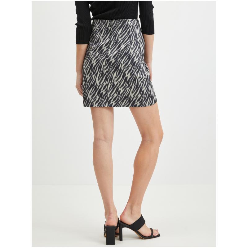 Černá dámská vzorovaná sukně v semišové úpravě