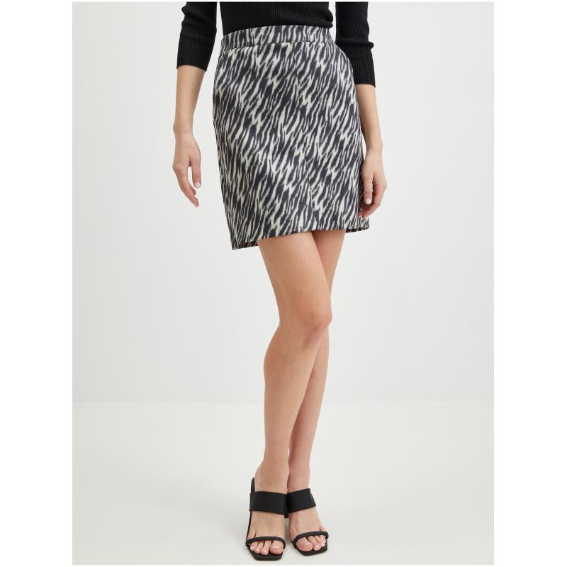 Černá dámská vzorovaná sukně v semišové úpravě