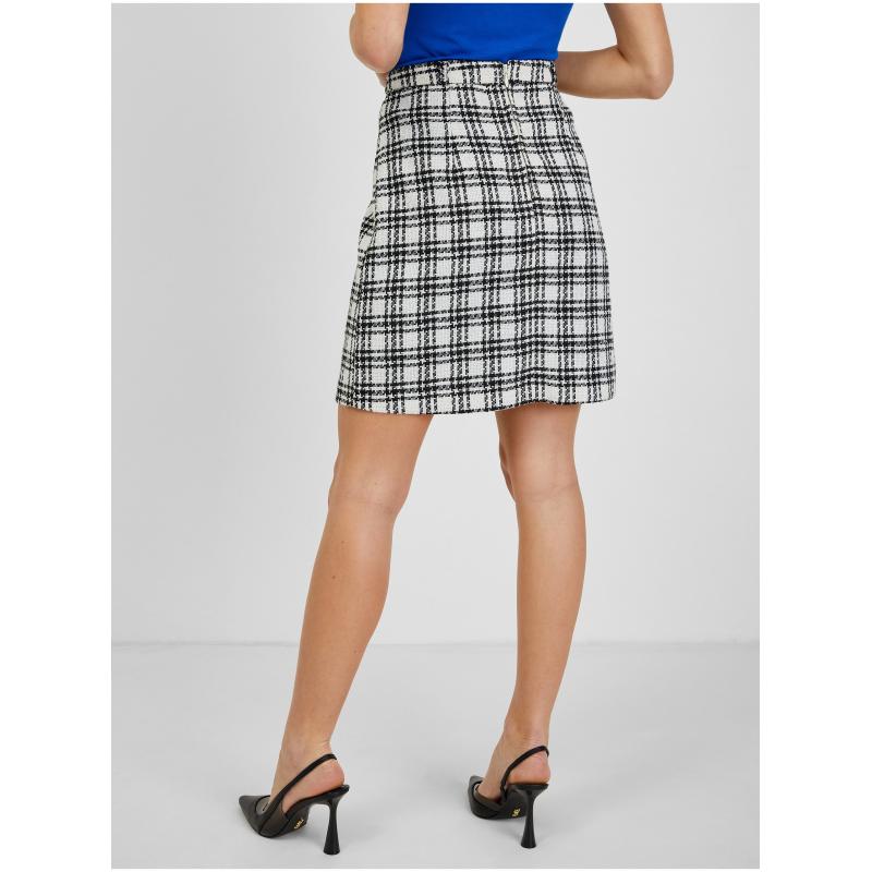 Černo-bílá dámská kostkovaná sukně