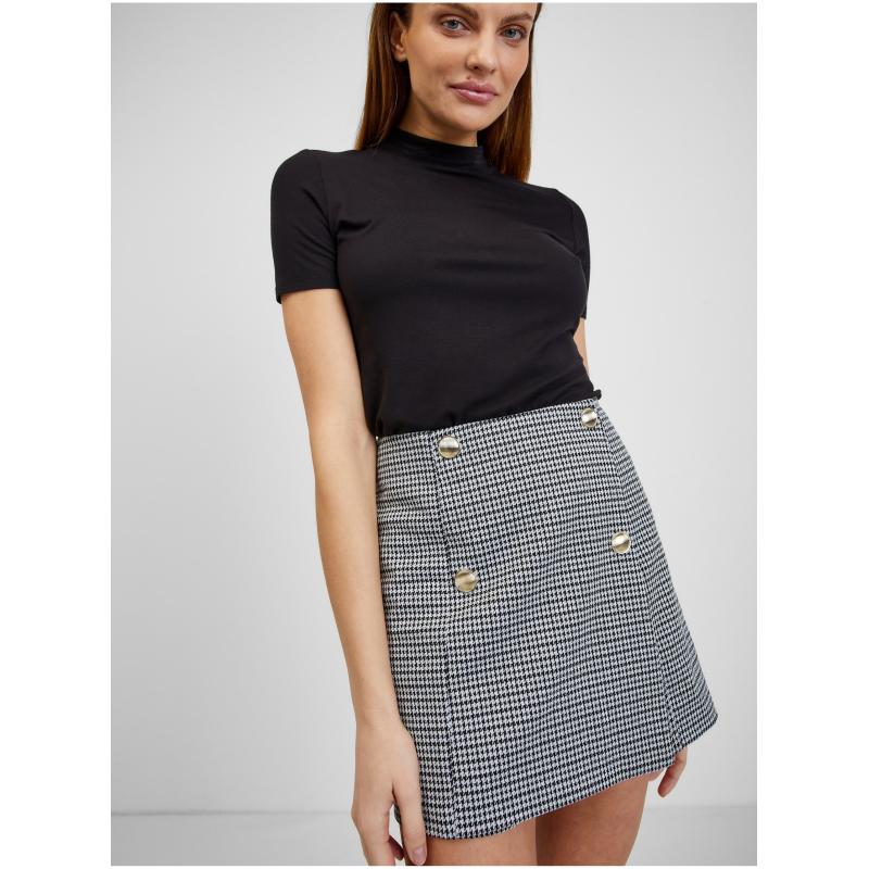 Bílo-černá dámská kostkovaná sukně