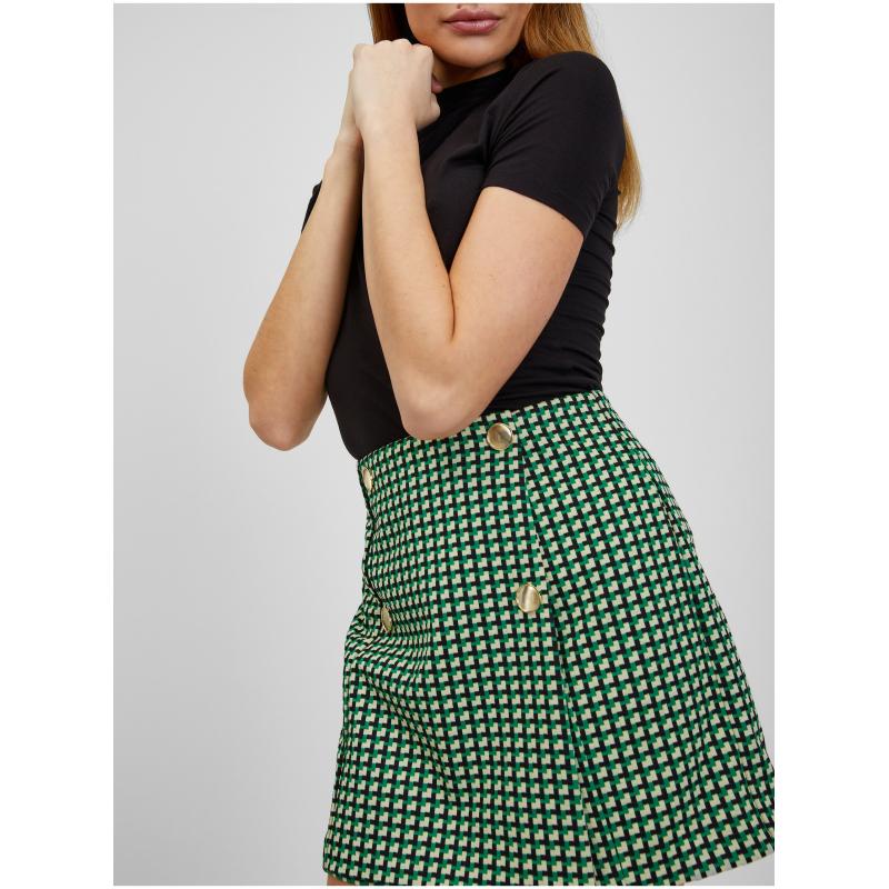 Zelená dámska kockovaná sukňa