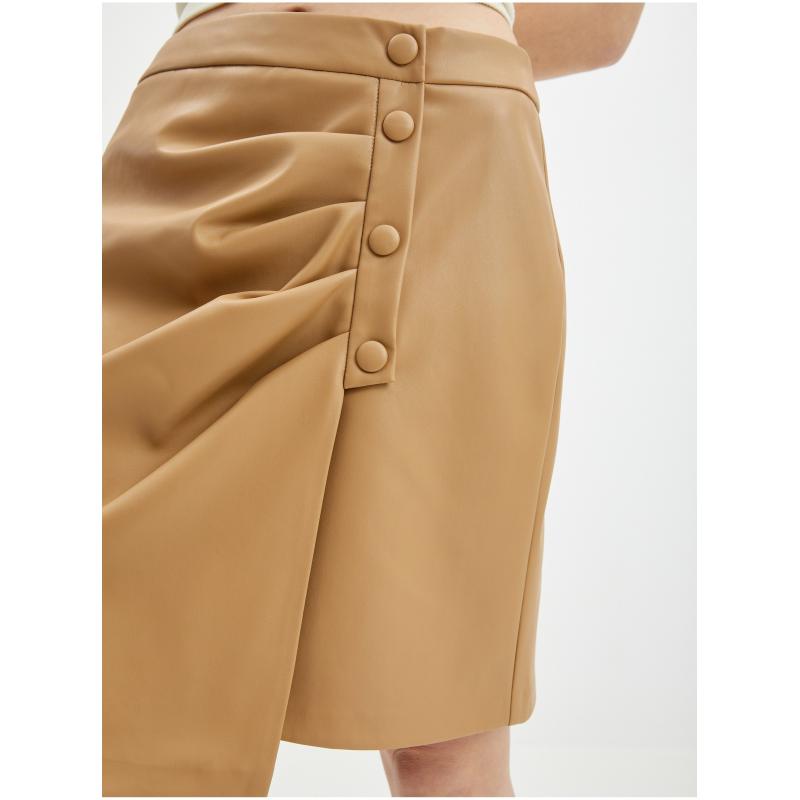 Világosbarna női műbőr szoknya
