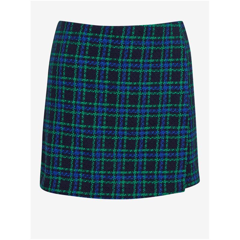 Zeleno-modrá dámska kockovaná sukňa