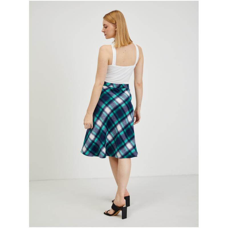 Zeleno-modrá dámská kostkovaná sukně