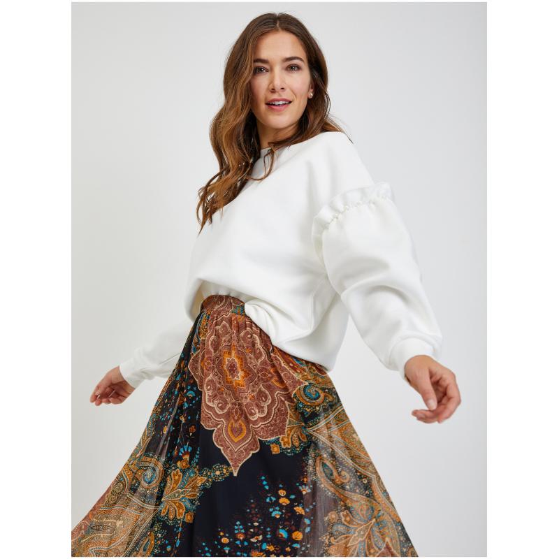 Čiernohnedá dámska vzorovaná midi sukňa