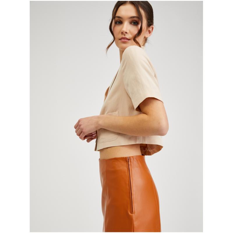 Oranžová dámská koženková sukně