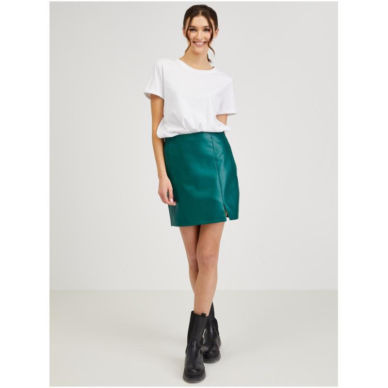Zelená dámska koženková sukňa