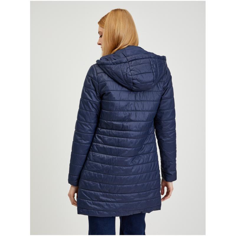 Sötétkék női könnyű steppelt kabát