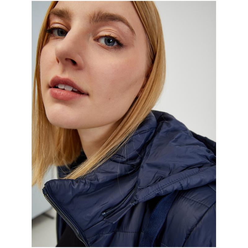 Sötétkék női könnyű steppelt kabát