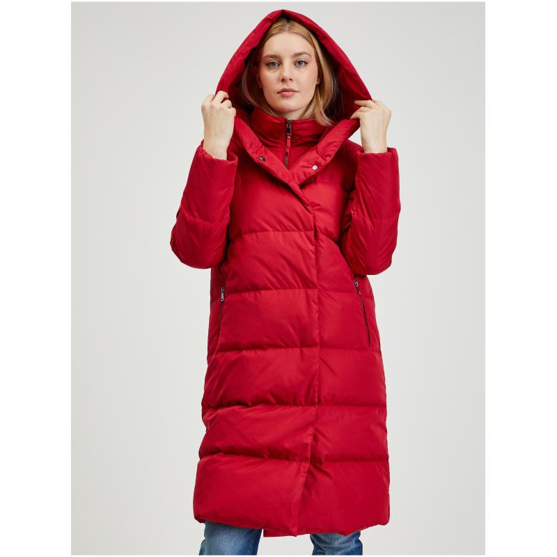 Červený dámsky prešívaný kabát