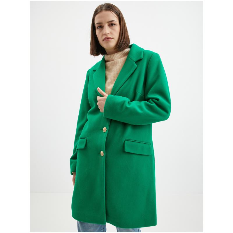 Zelený dámský kabát