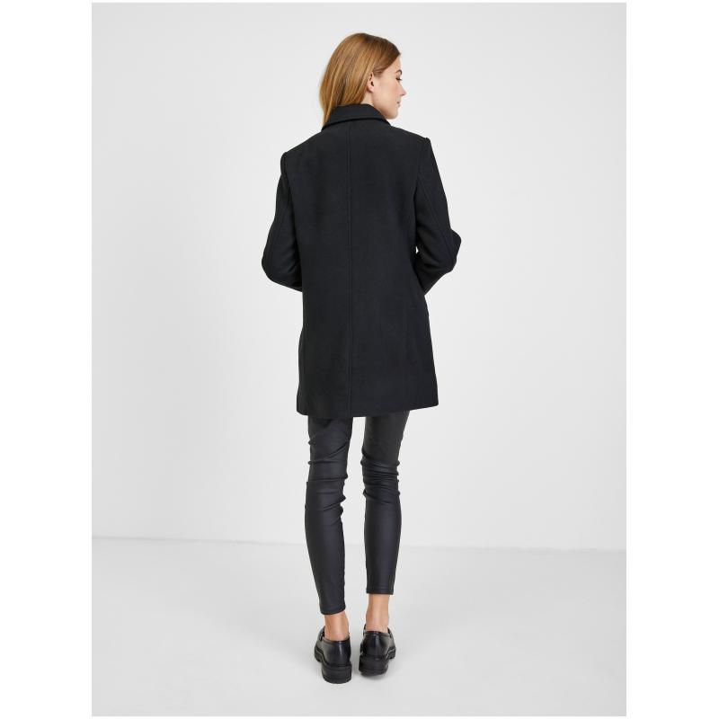 Fekete női télikabát gyapjúból