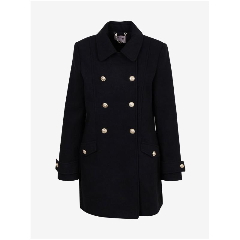 Fekete női télikabát gyapjúból