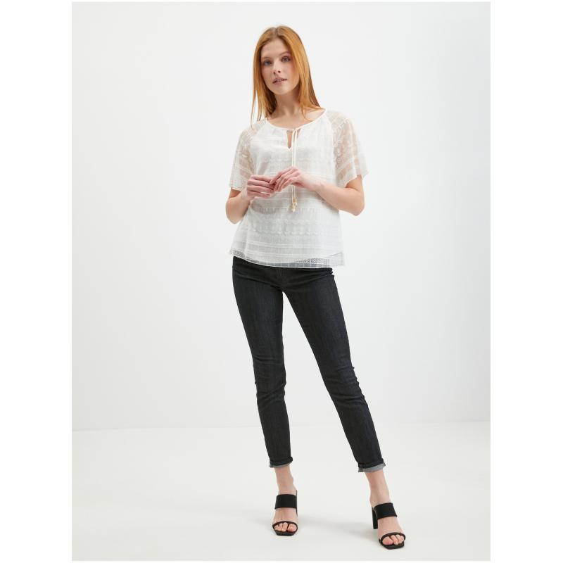 Biela dámska čipkovaná blúzka