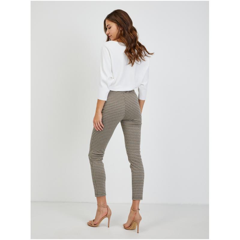 Béžové dámské vzorované zkrácené kalhoty