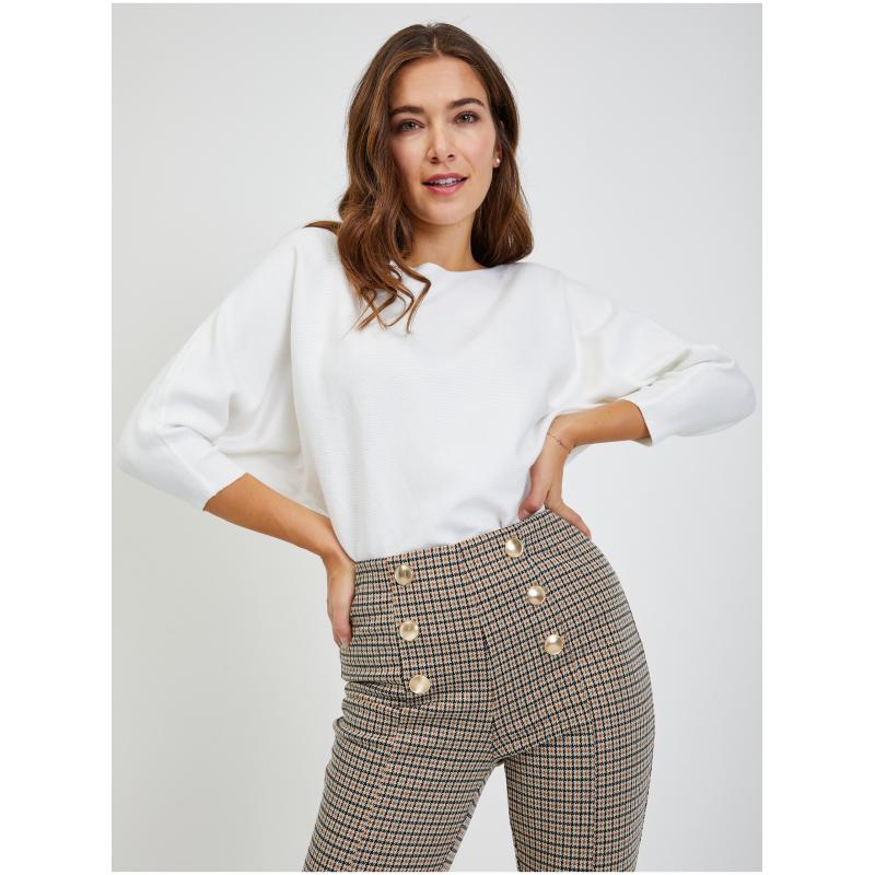 Béžové dámské vzorované zkrácené kalhoty