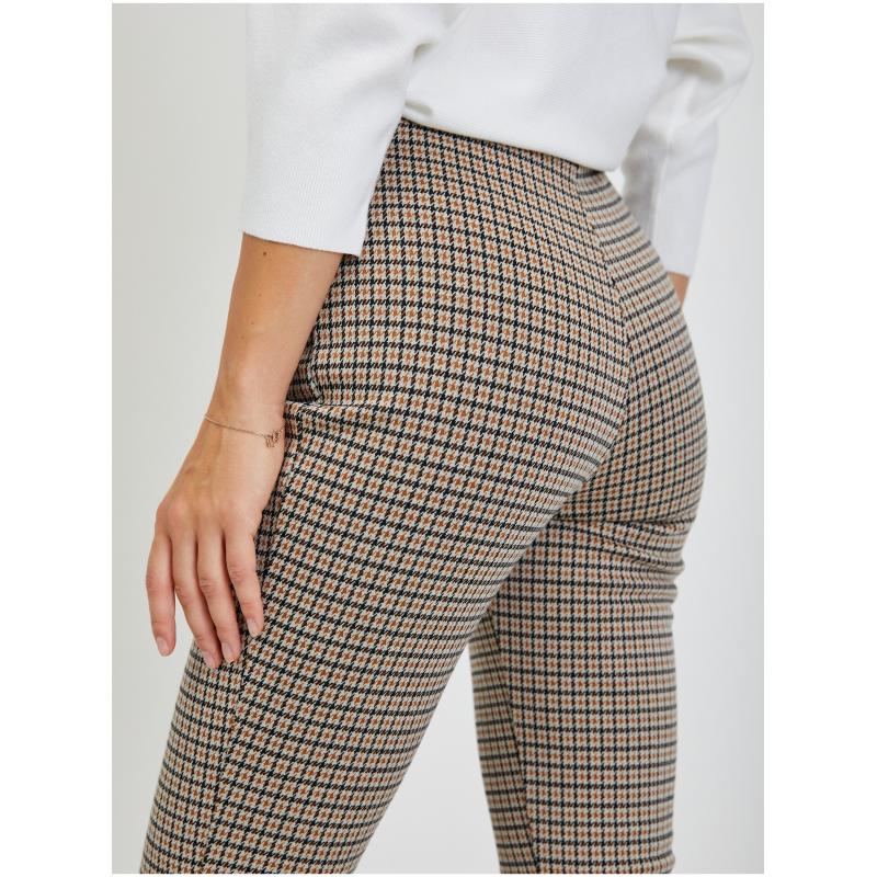 Béžové dámské vzorované zkrácené kalhoty