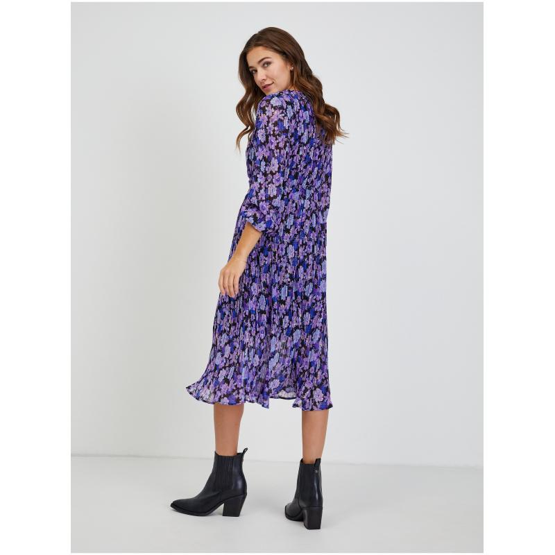 Fialové dámske kvetinové šaty