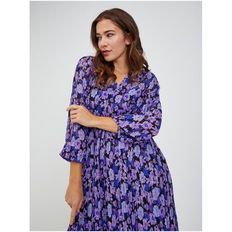Fialové dámske kvetinové šaty