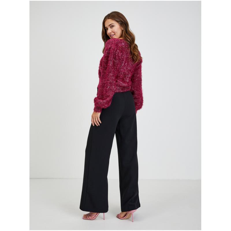 Vínny dámsky kardigán s kovovými niťami