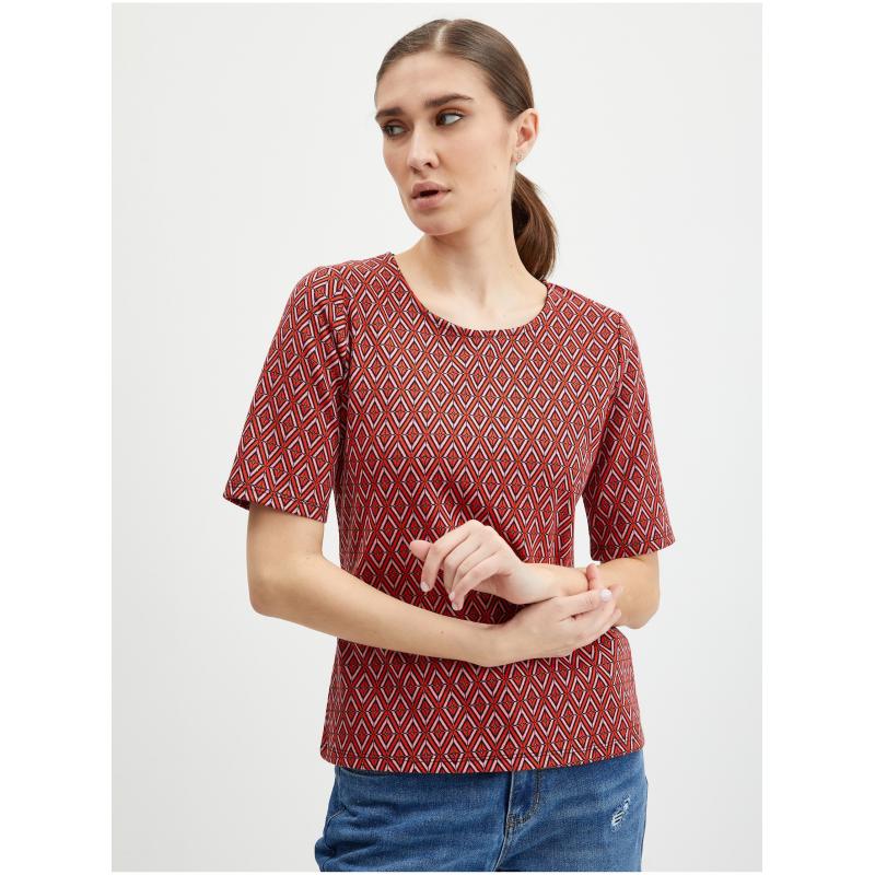 Piros női mintás póló
