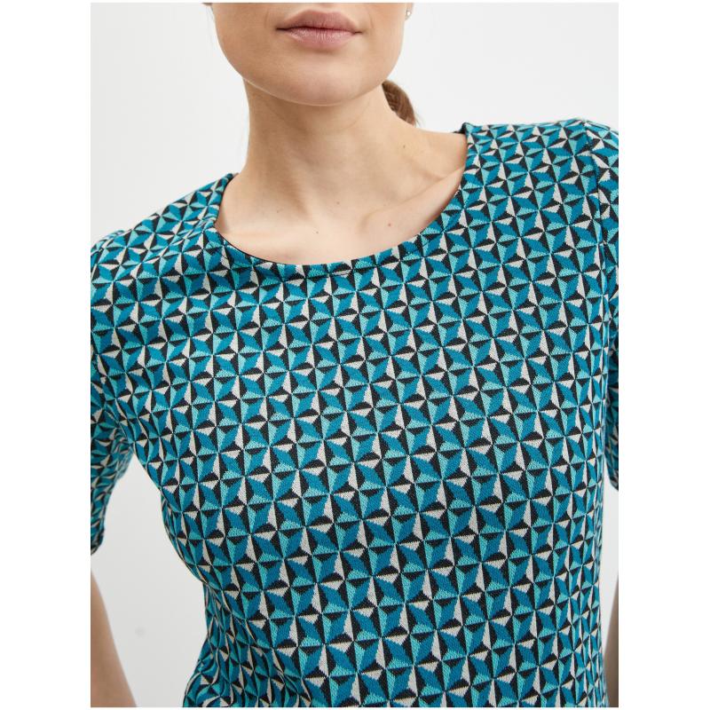 Petrolejové dámské vzorované tričko