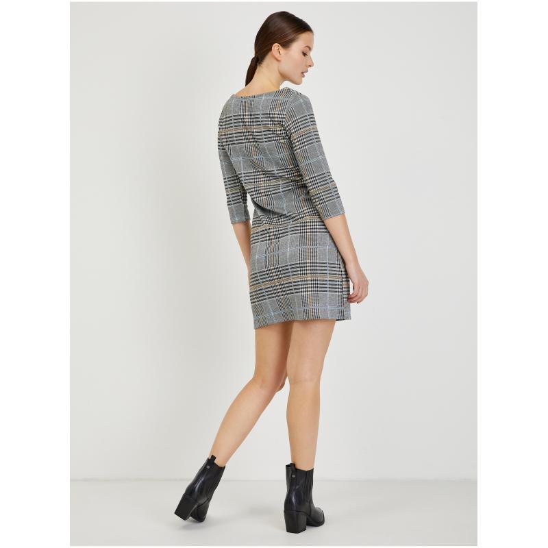 Šedé dámské kárované šaty