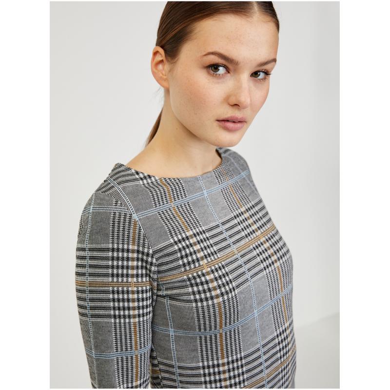 Šedé dámské kárované šaty