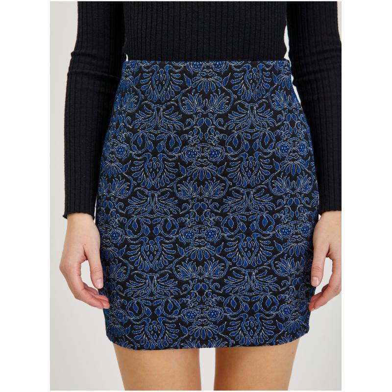 Tmavě modrá dámská vzorovaná mini sukně