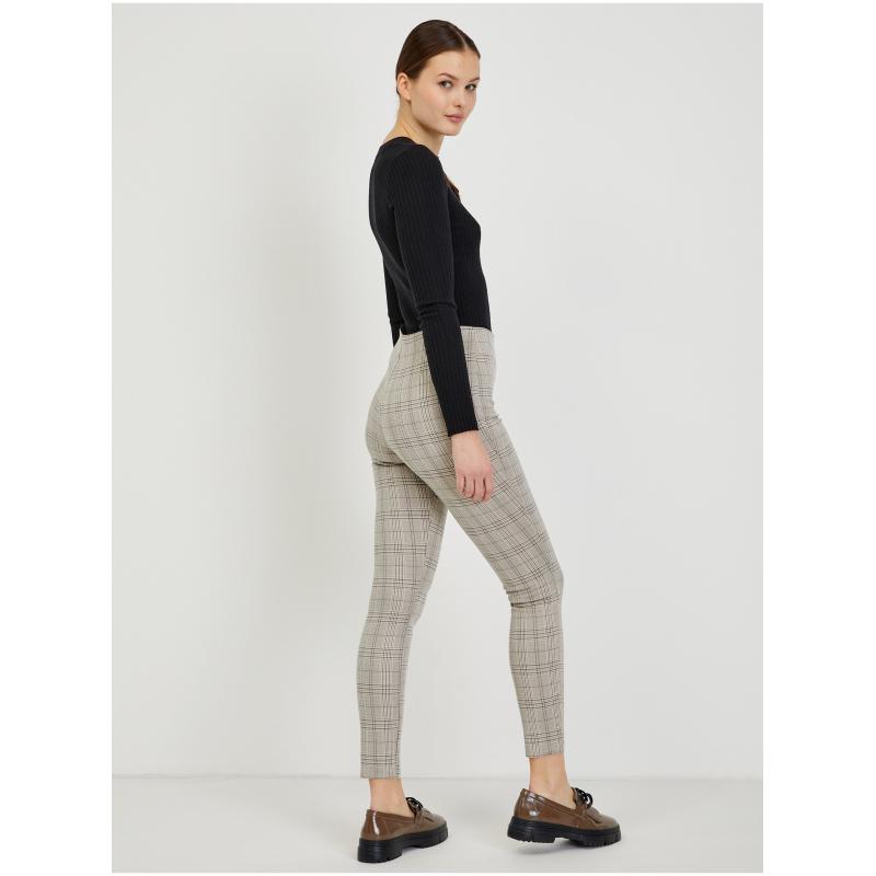 Bézs női csavart kockás nadrág