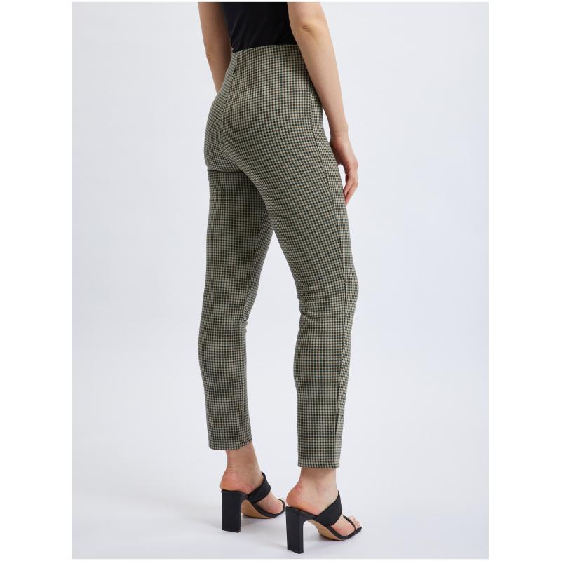 Zelené dámské kostkované kalhoty