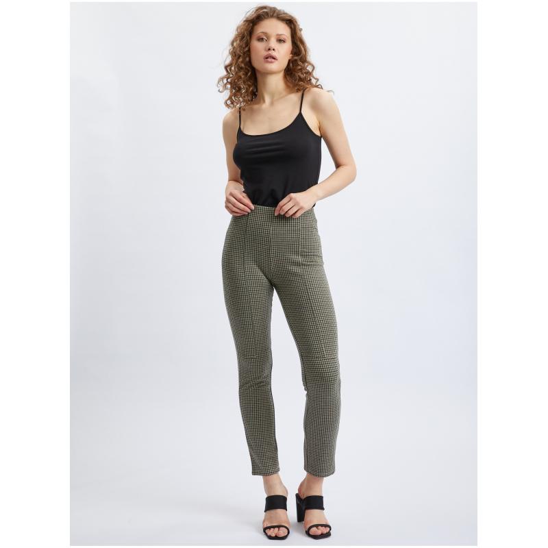 Zelené dámské kostkované kalhoty